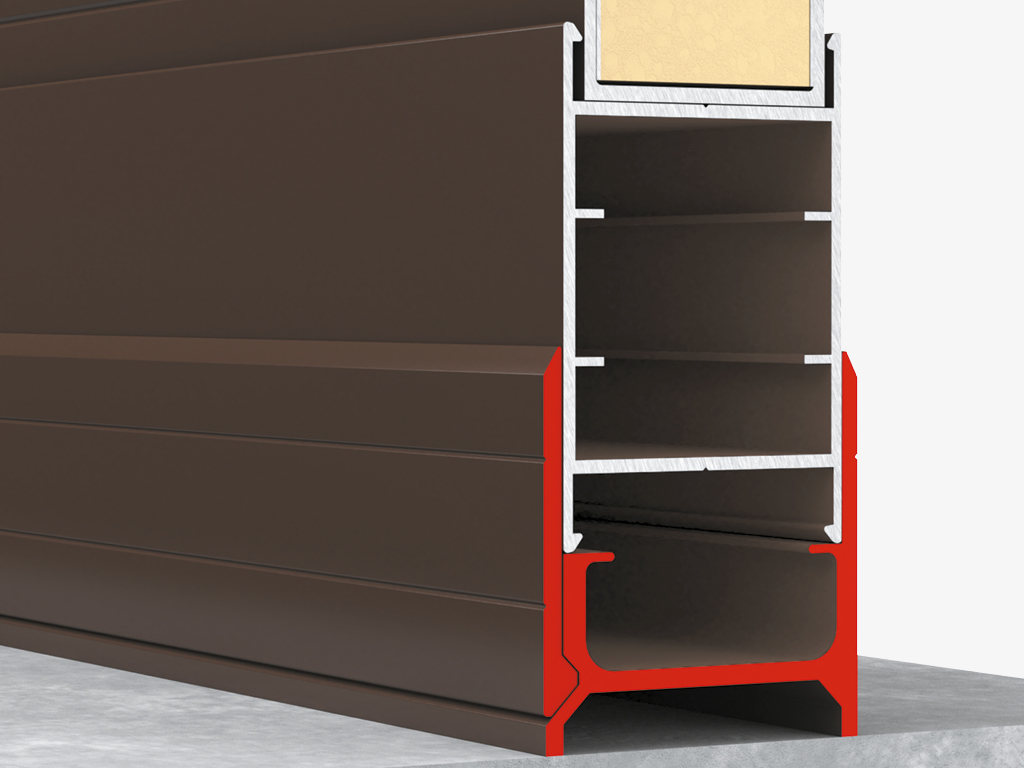 Yangi alyuminiy bazaviy profil konstruktsiyaga mustahkamlik va shamol yuklamalariga qarshilikni ta'minlaydi.